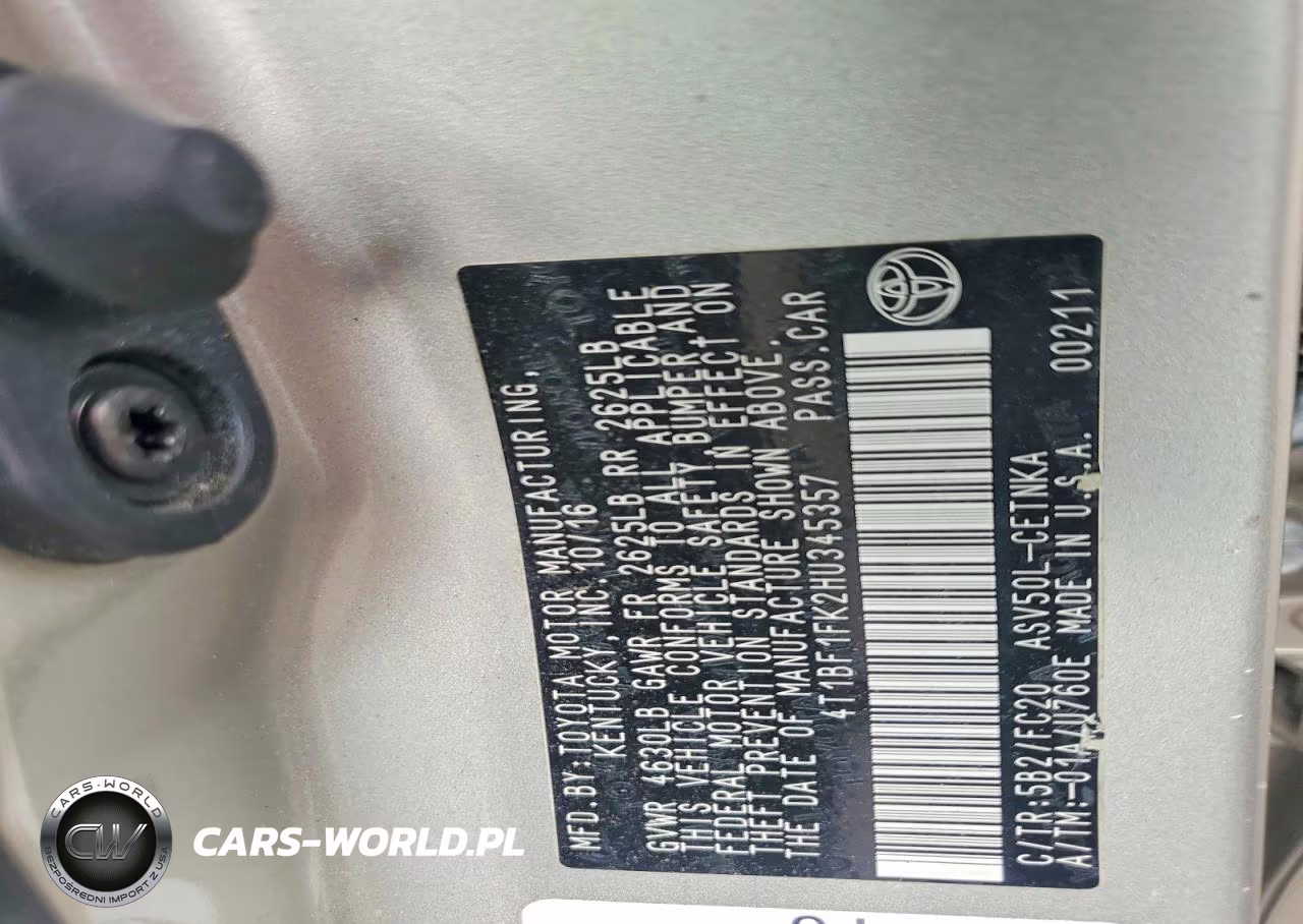 2017 Toyota Camry Le VIN:4T1BF1FK2HU345357 - 12