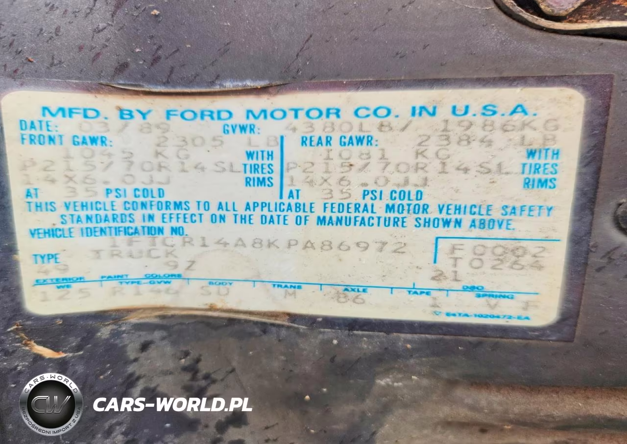 1989 Ford Ranger Super Cab VIN:1FTCR14A8KPA86972 - 12