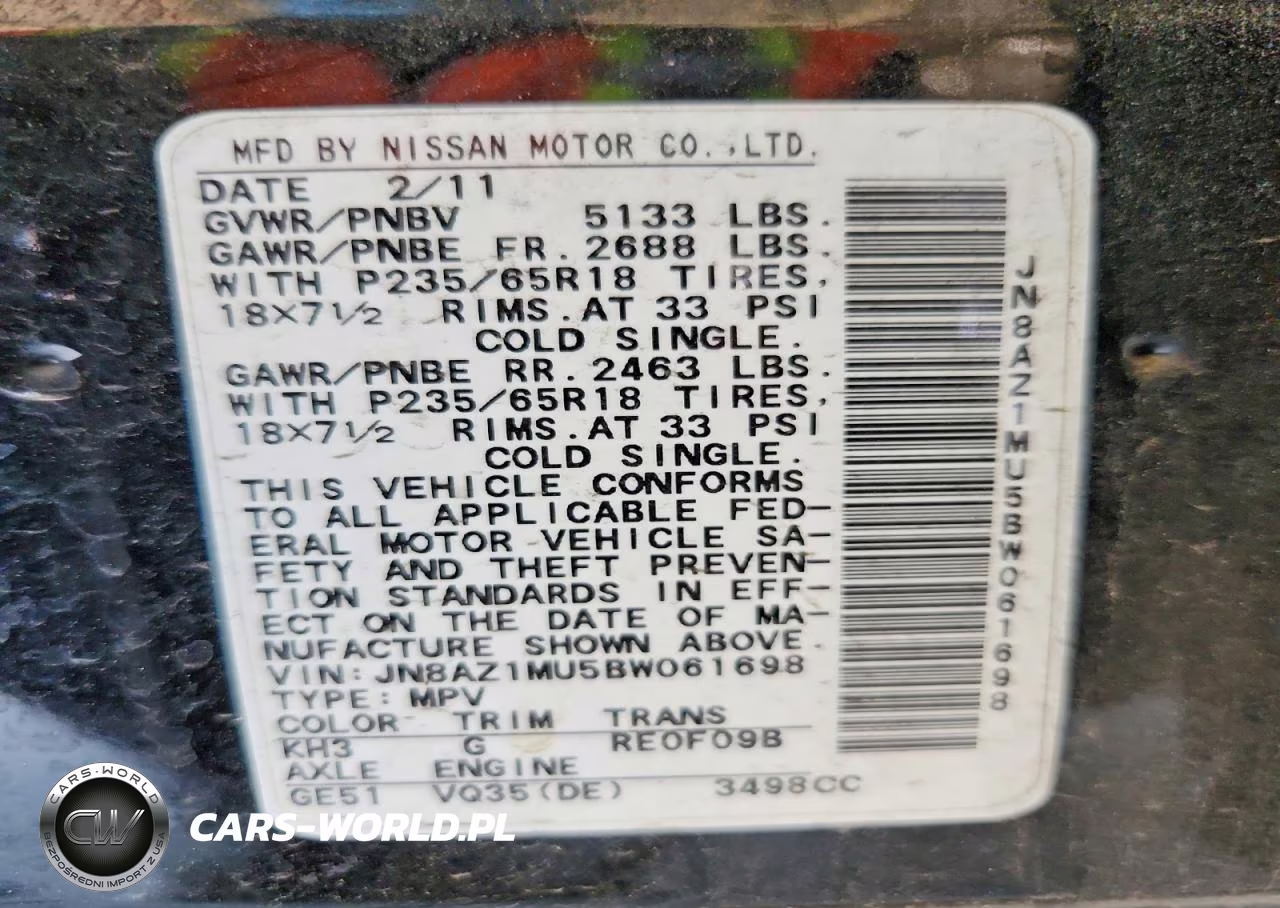 2011 Nissan Murano S VIN:JN8AZ1MU5BW061698 - 12