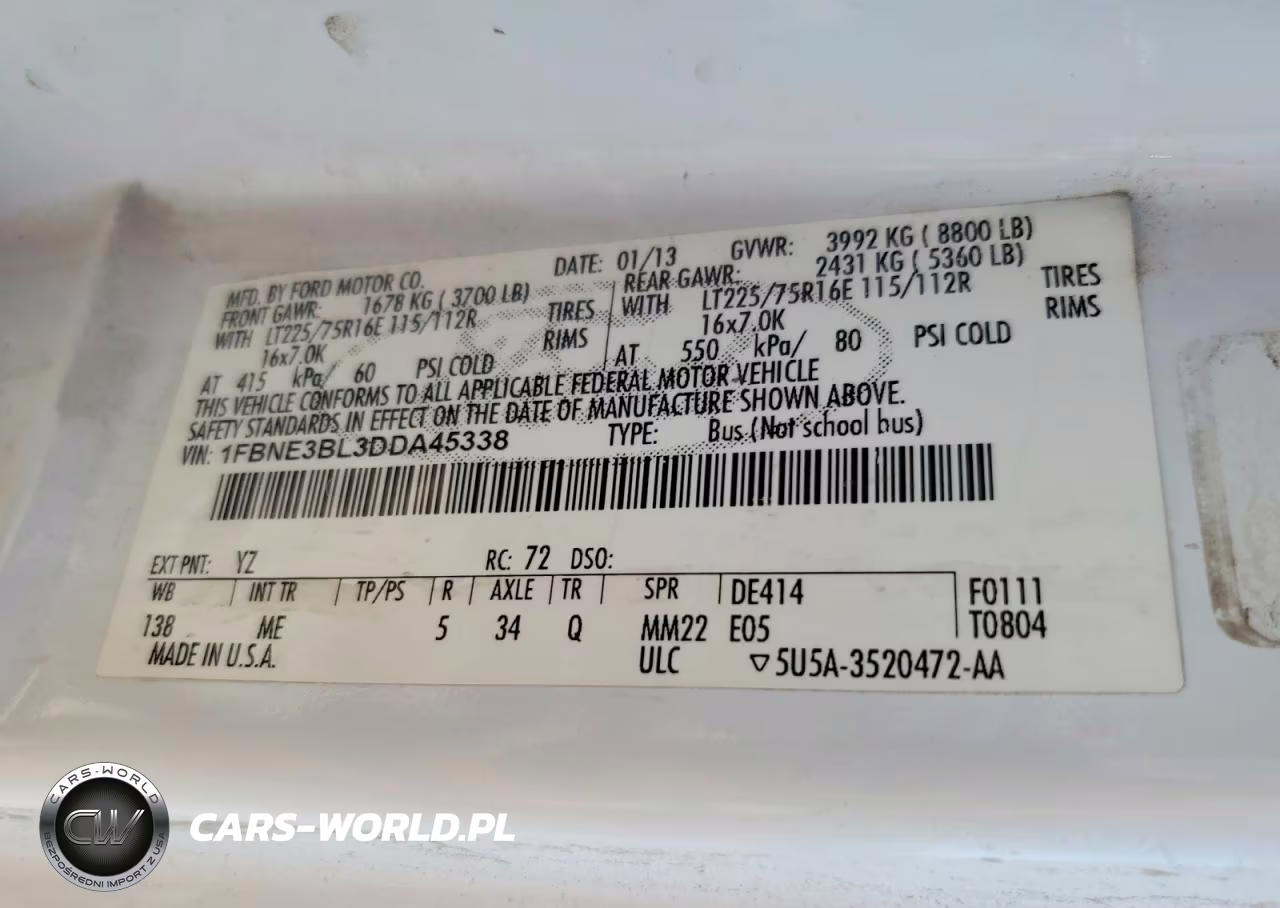 2013 Ford Econoline E350 Super Duty Wagon VIN:1FBNE3BL3DDA45338 - 13