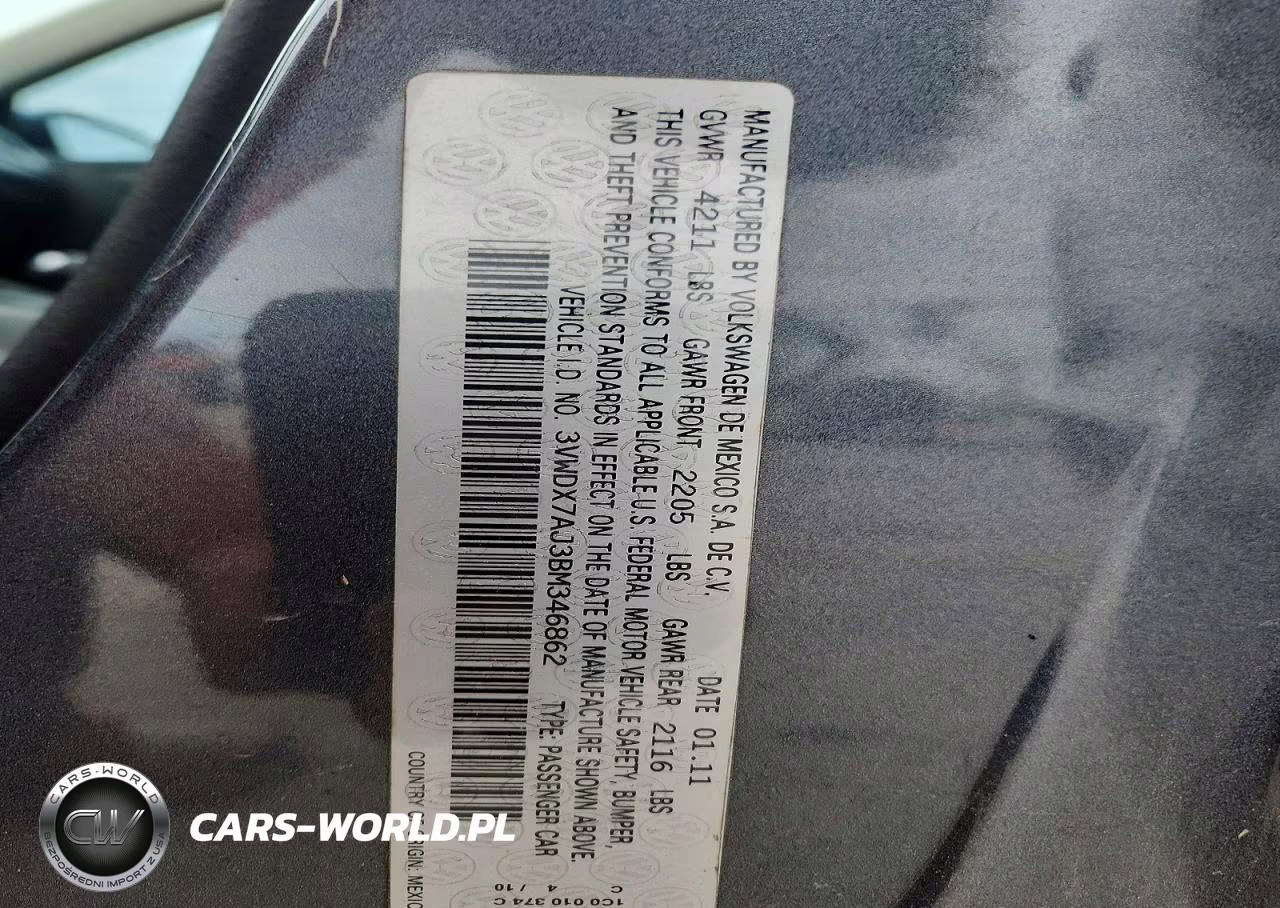 2011 Volkswagen Jetta Se VIN:3VWDX7AJ3BM346862 - 12