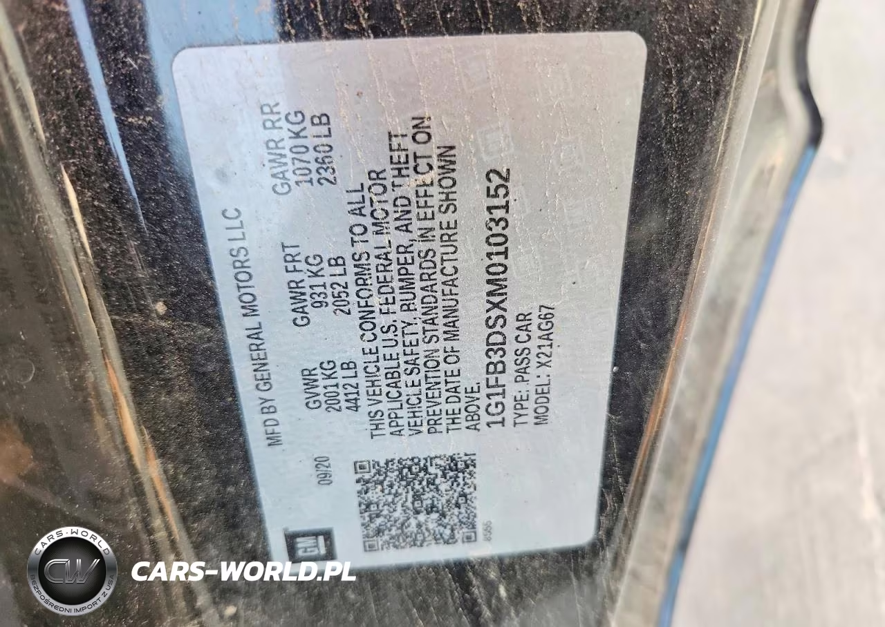 2021 Chevrolet Camaro Ls VIN:1G1FB3DSXM0103152 - 12