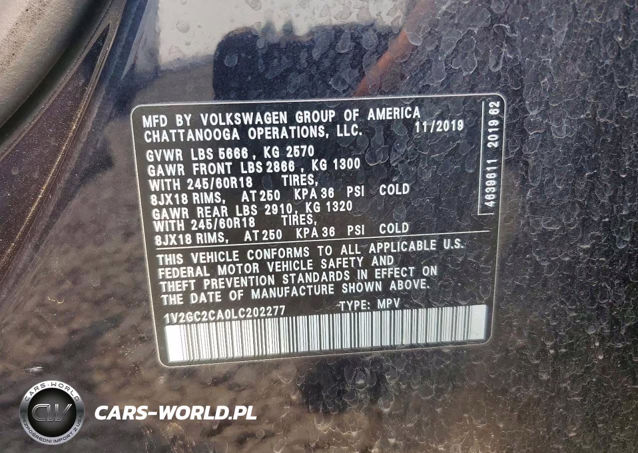 2020 Volkswagen Atlas Cross Sport S VIN:1V2GC2CA0LC202277 - 14