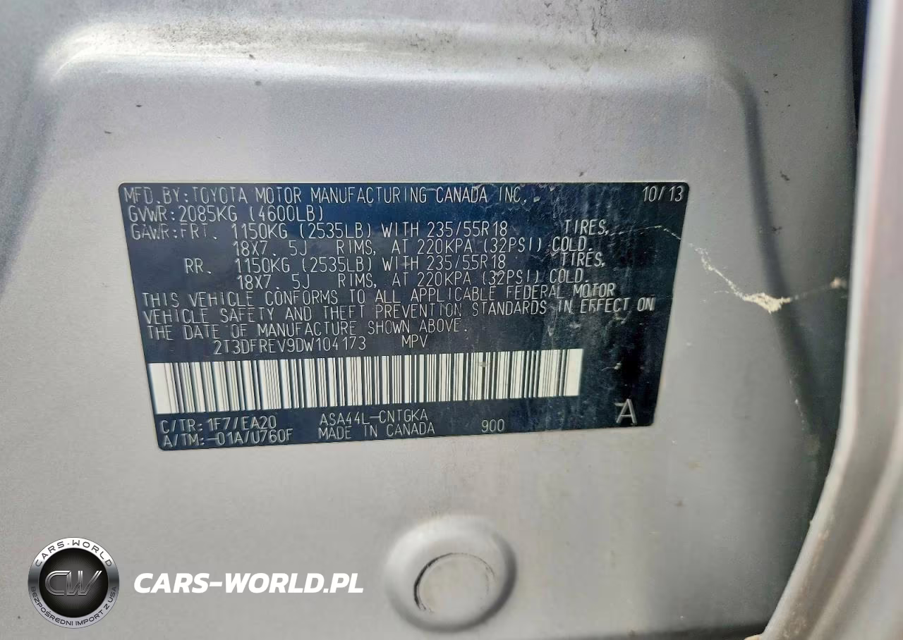 2013 Toyota Rav4 Limited VIN:2T3DFREV9DW104173 - 13