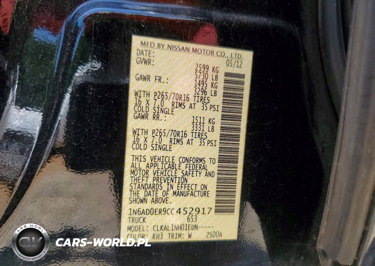 2012 Nissan Frontier S VIN:1N6AD0ER9CC452917 - 12
