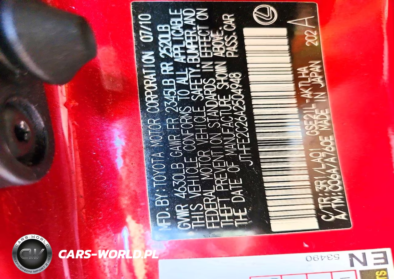 2010 Lexus Is 350 VIN:JTHFE2C26A2504948 - 13