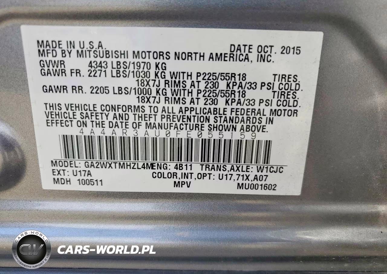2015 Mitsubishi Outlander Sport Es VIN:4A4AR3AU0FE055159 - 13