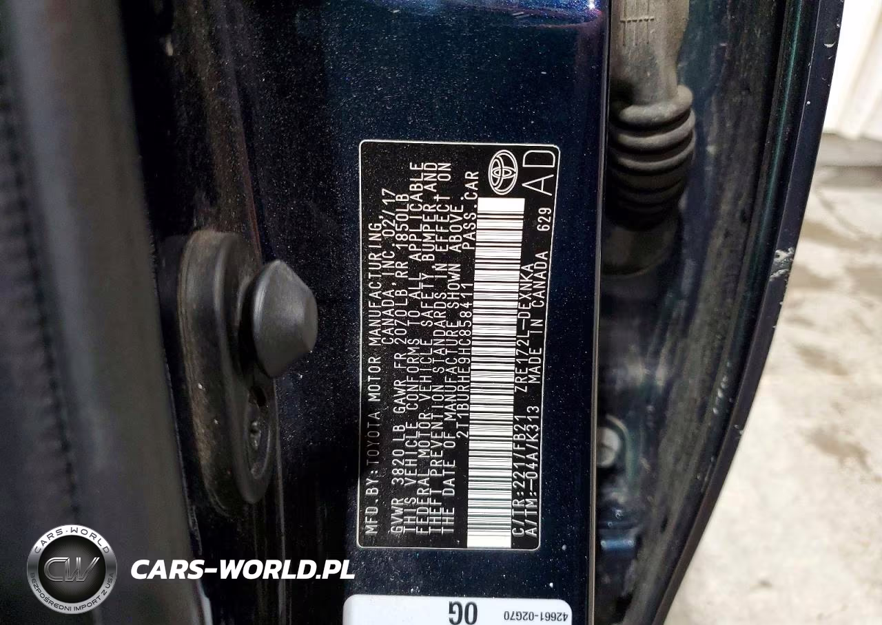 2017 Toyota Corolla Le VIN:2T1BURHE9HC858411 - 12