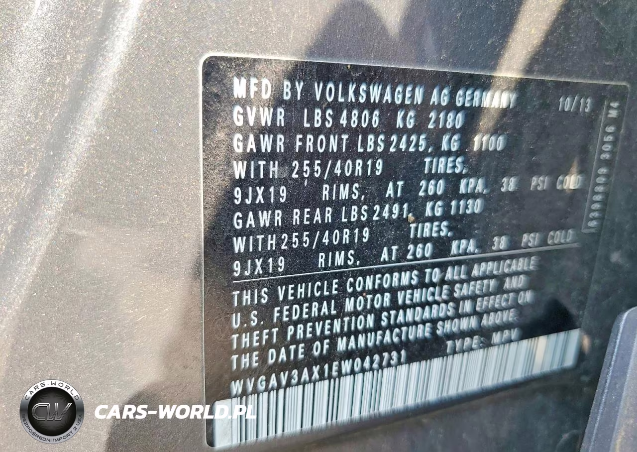 2014 Volkswagen Tiguan S VIN:WVGAV3AX1EW042731 - 12