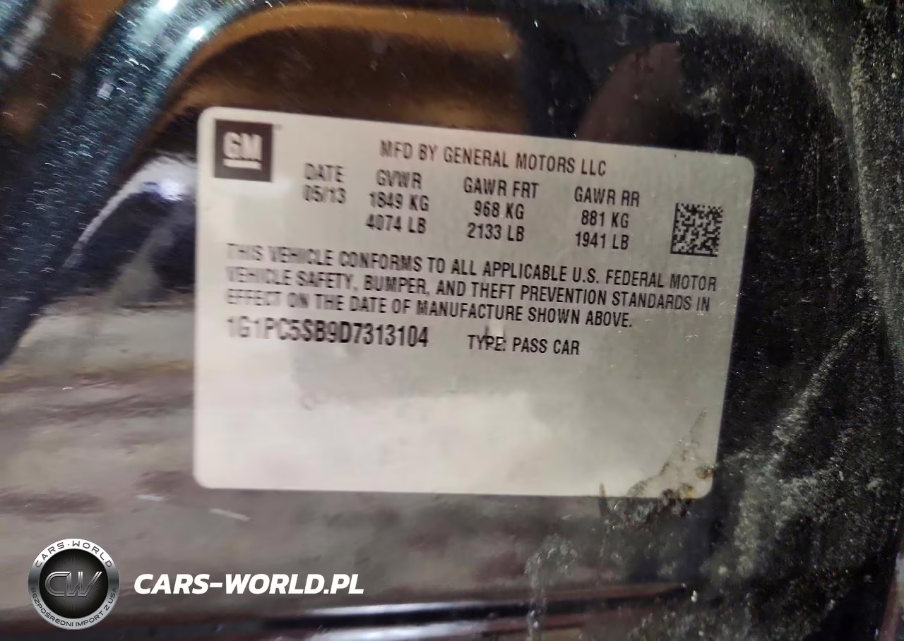 2013 Chevrolet Cruze Lt VIN:1G1PC5SB9D7313104 - 12