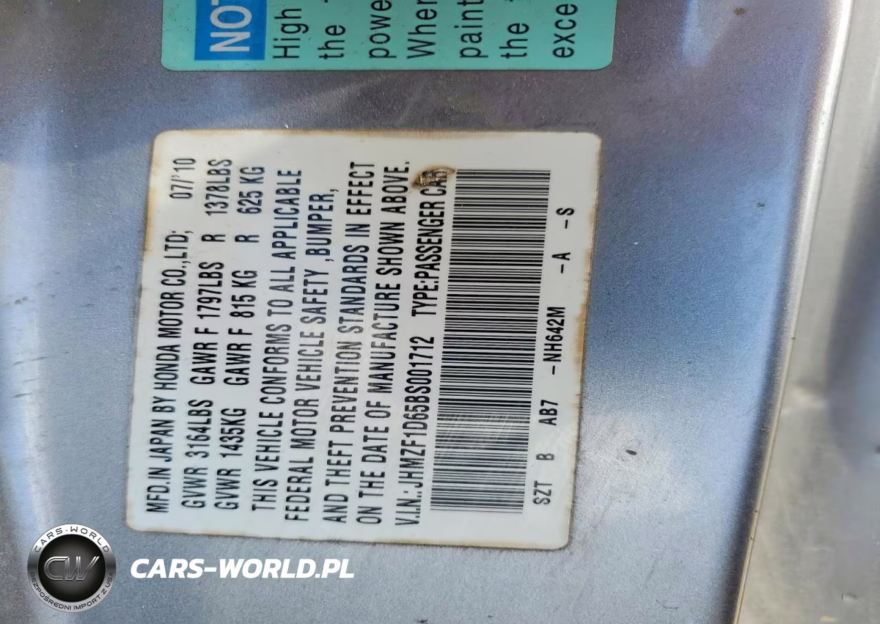 2011 Honda Cr-Z Ex VIN:JHMZF1D65BS001712 - 12