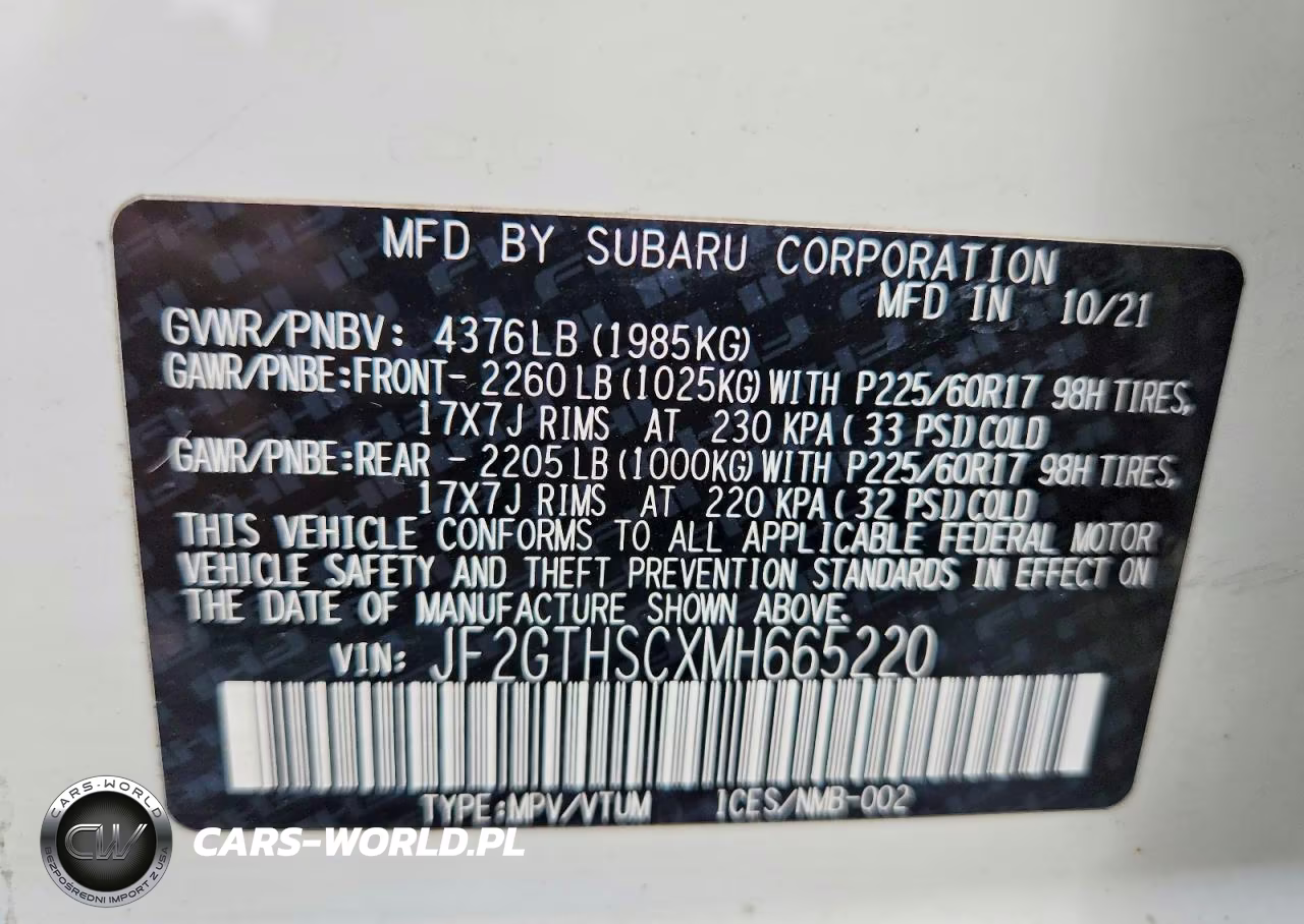 2021 Subaru Crosstrek Sport VIN:JF2GTHSCXMH665220 - 13