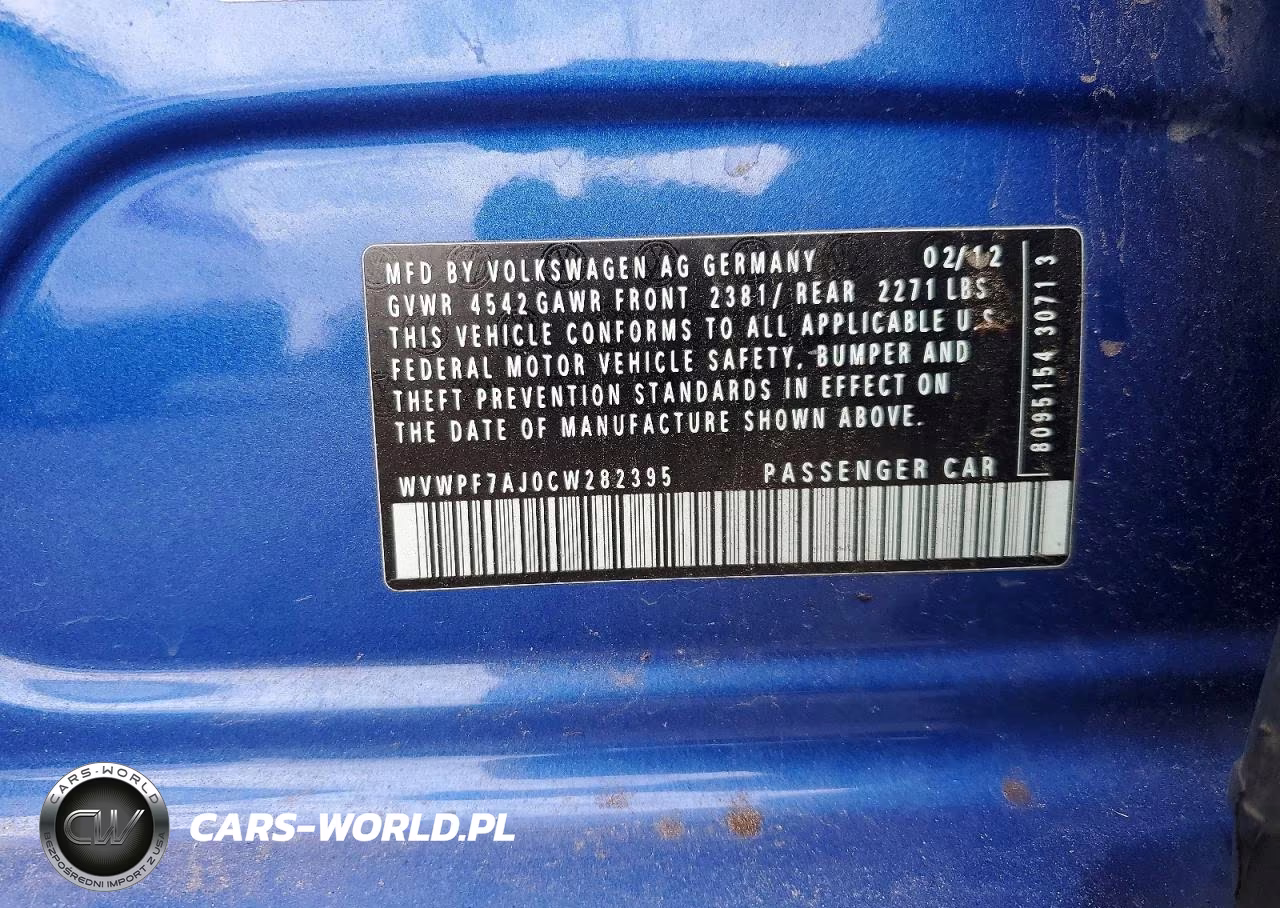 2012 Volkswagen Golf R VIN:WVWPF7AJ0CW282395 - 12