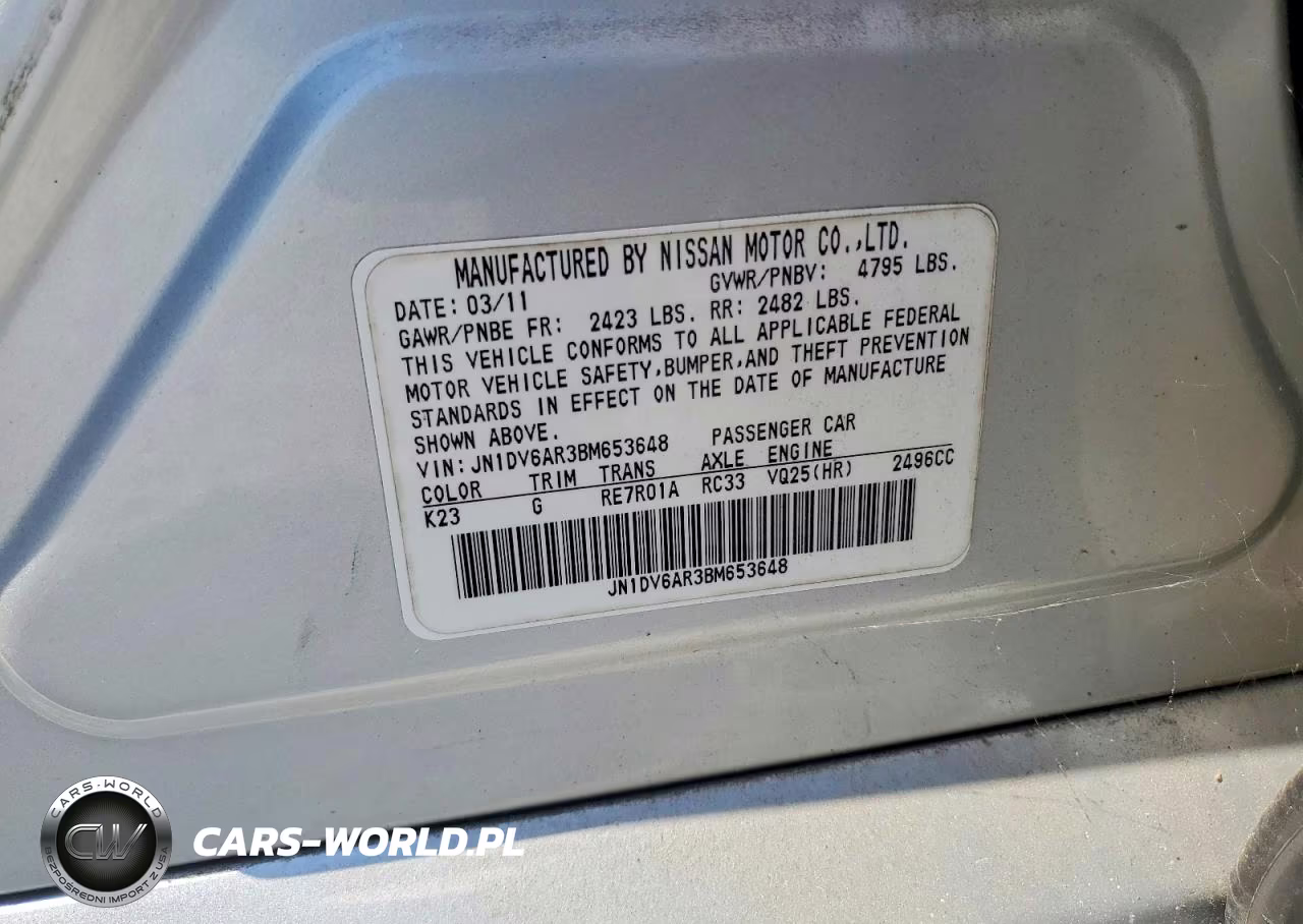 2011 Infiniti G25 Sedan X VIN:JN1DV6AR3BM653648 - 12