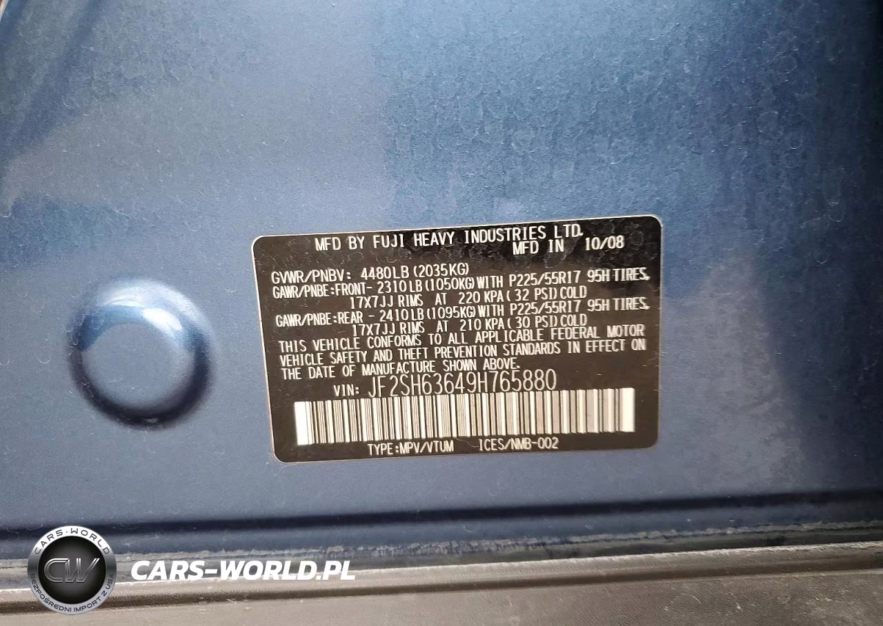 2009 Subaru Forester 2.5X Premium VIN:JF2SH63649H765880 - 12