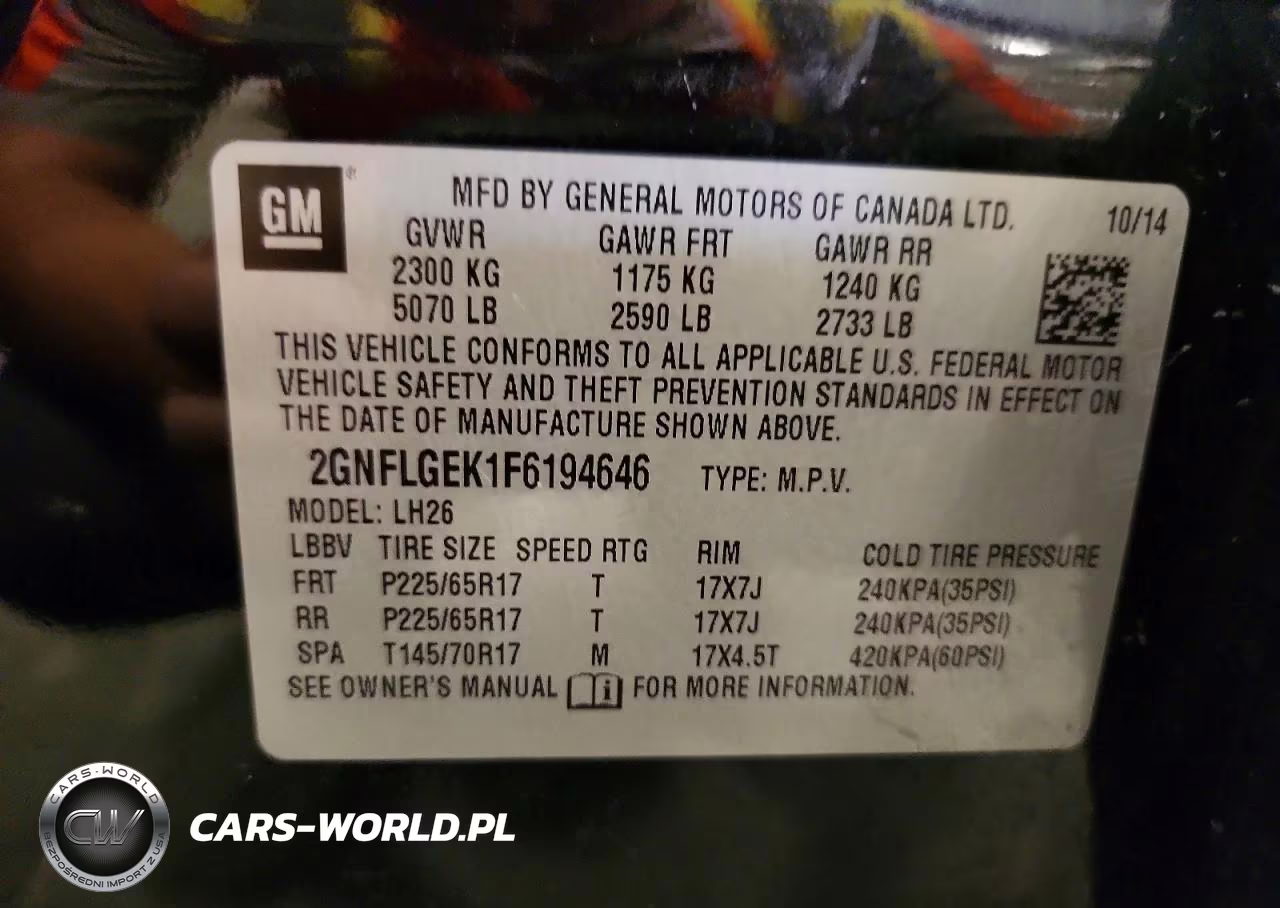 2015 Chevrolet Equinox Lt VIN:2GNFLGEK1F6194646 - 14