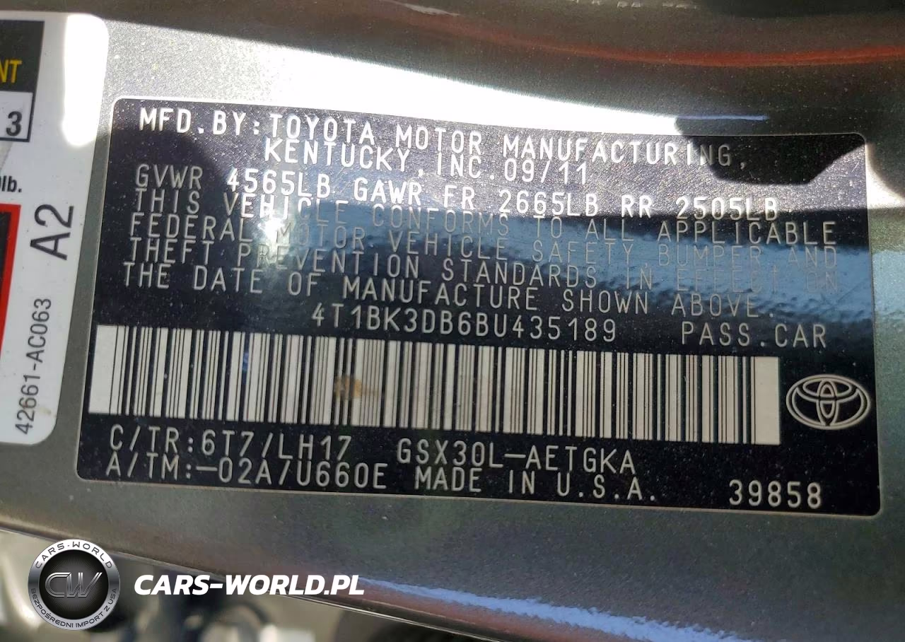 2011 Toyota Avalon Base VIN:4T1BK3DB6BU435189 - 12