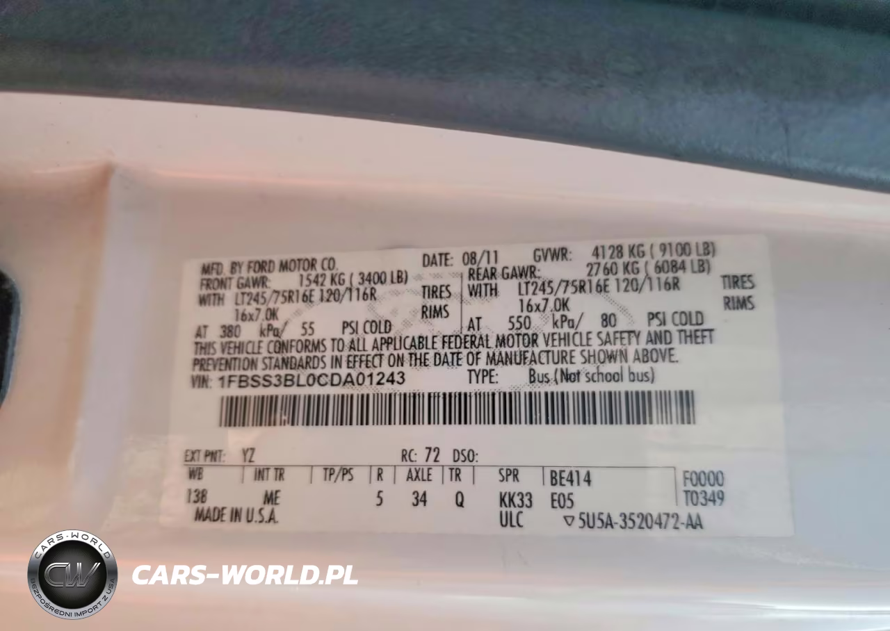 2012 Ford Econoline E350 Super Duty Wagon VIN:1FBSS3BL0CDA01243 - 13