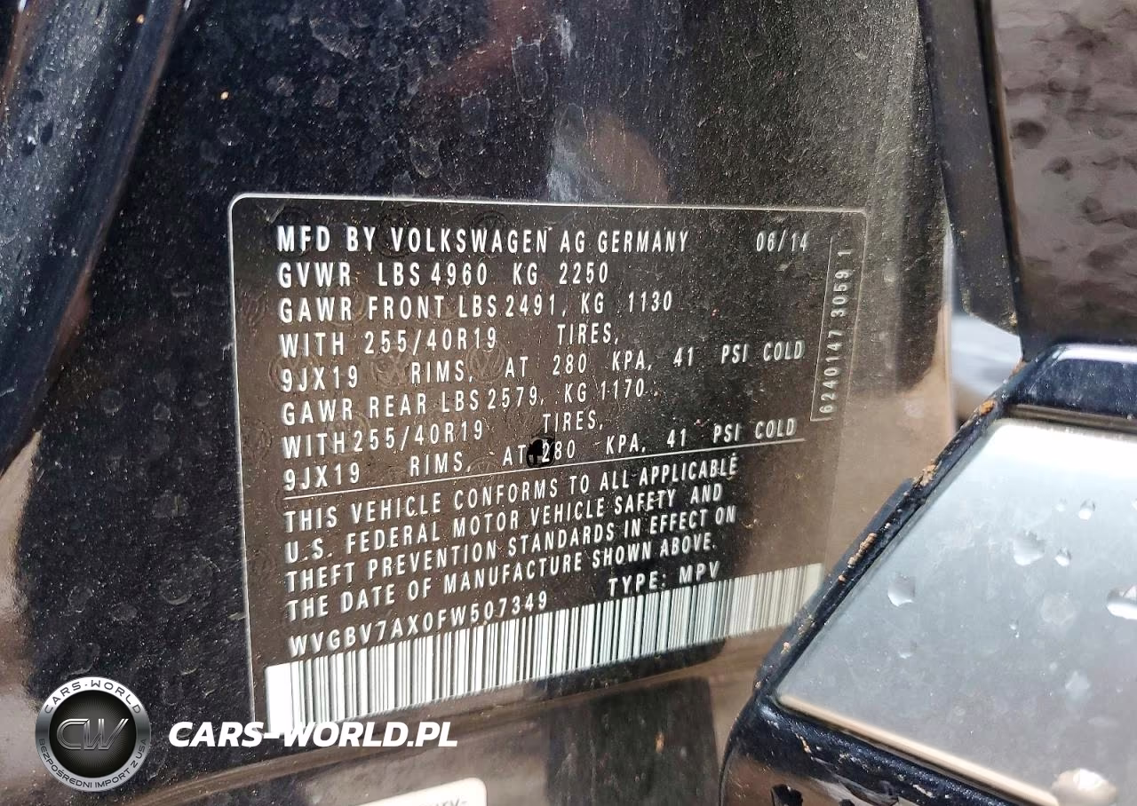 2015 Volkswagen Tiguan S VIN:WVGBV7AX0FW507349 - 13