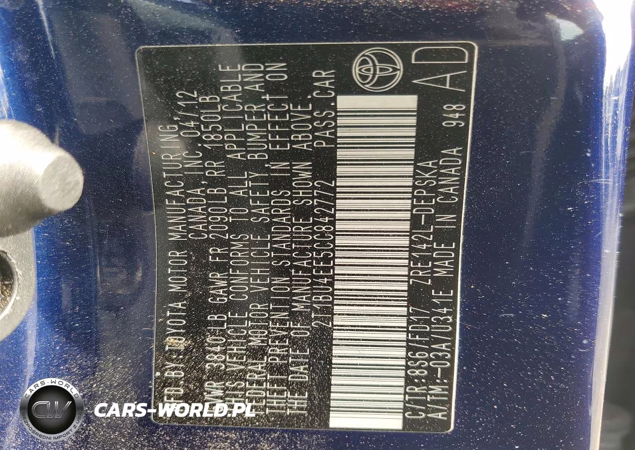 2012 Toyota Corolla S VIN:2T1BU4EE5CC842772 - 12