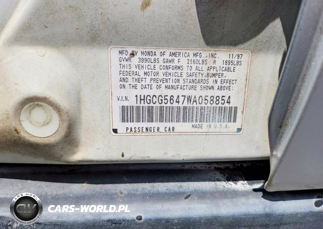 1998 Honda Accord Lx VIN:1HGCG5647WA058854 - 12