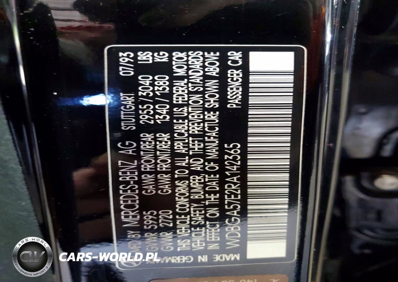 1994 Mercedes-Benz S 600 VIN:WDBGA57E2RA142365 - 12