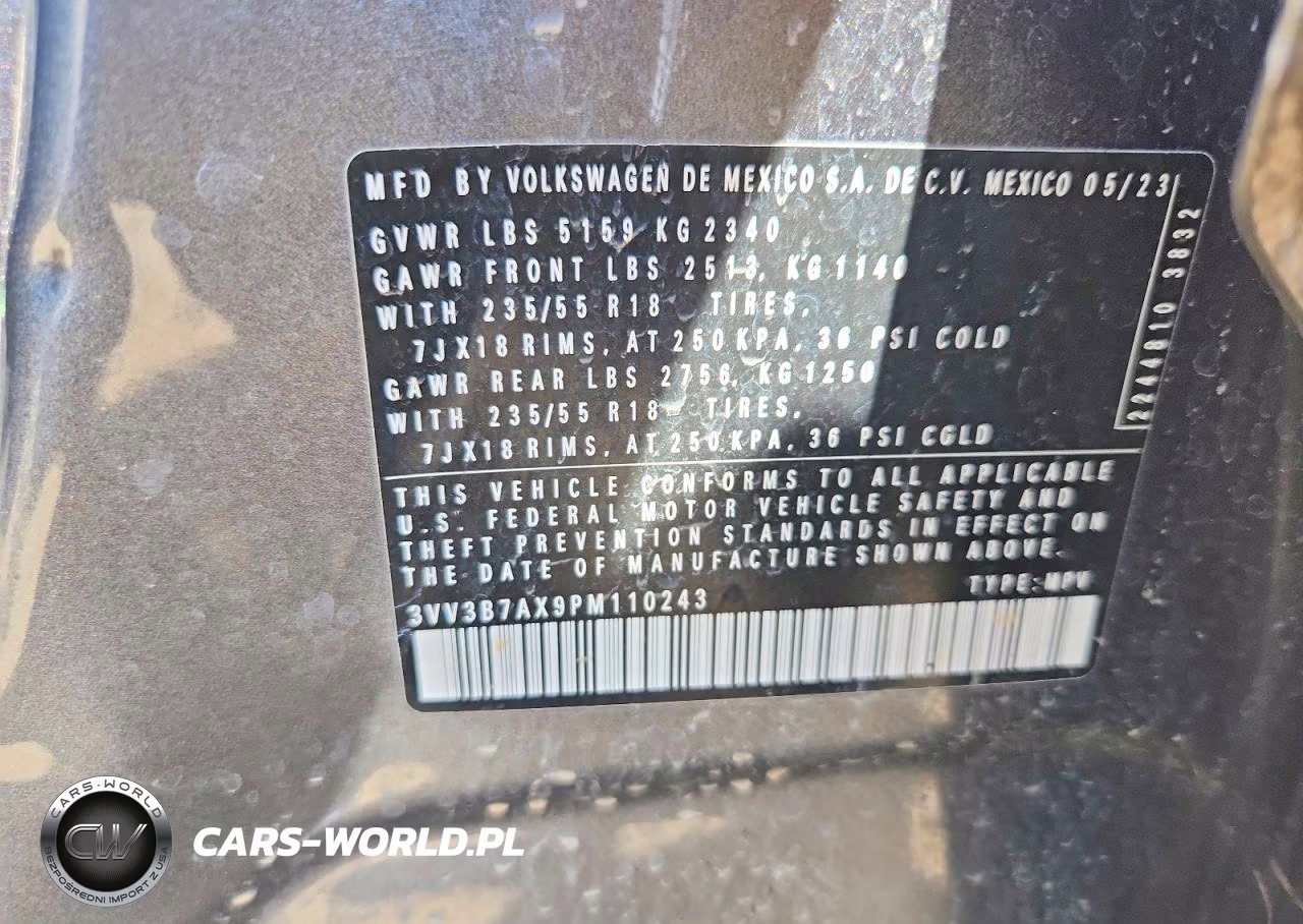 2023 Volkswagen Tiguan Se VIN:3VV3B7AX9PM110243 - 12