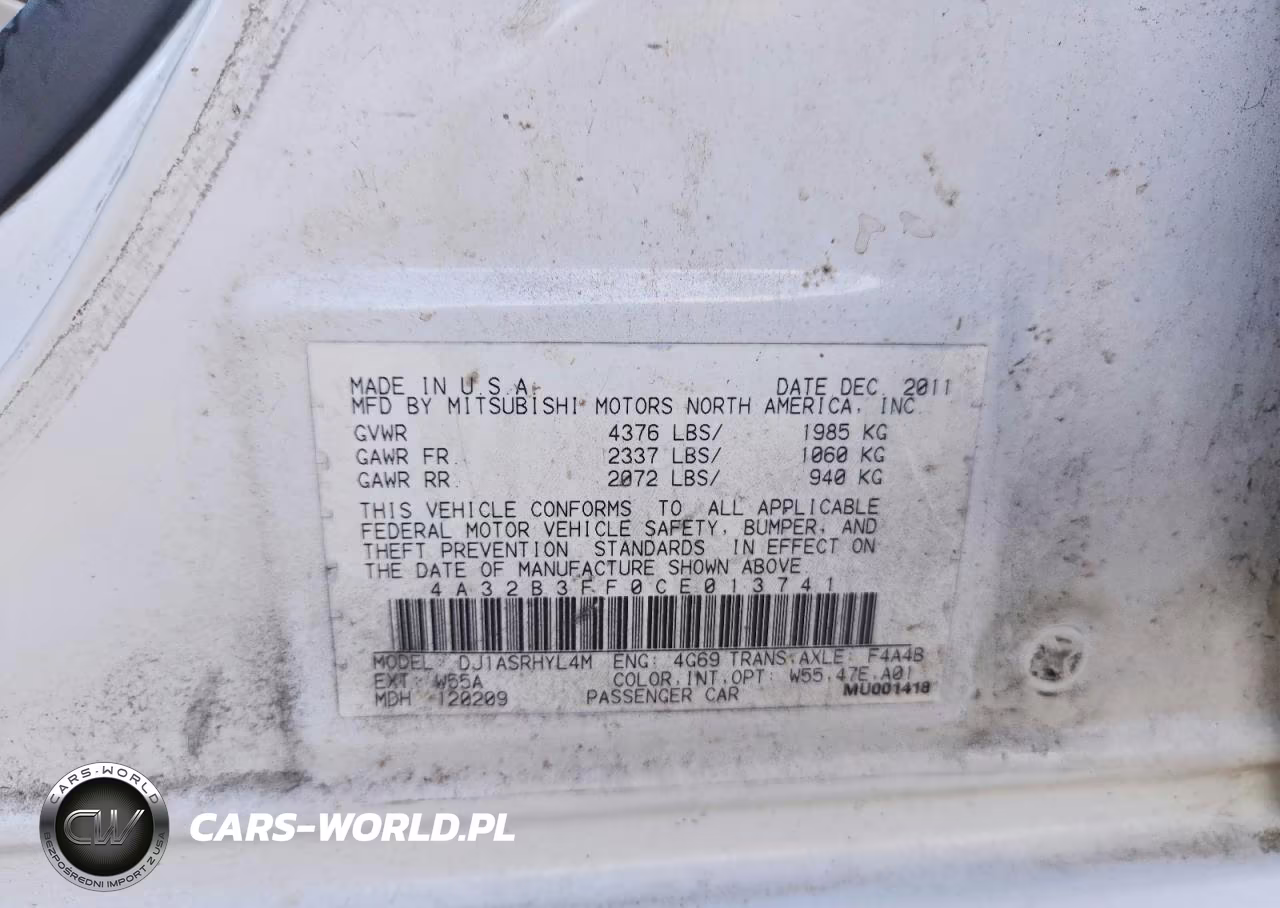 2012 Mitsubishi Galant Es VIN:4A32B3FF0CE013741 - 12