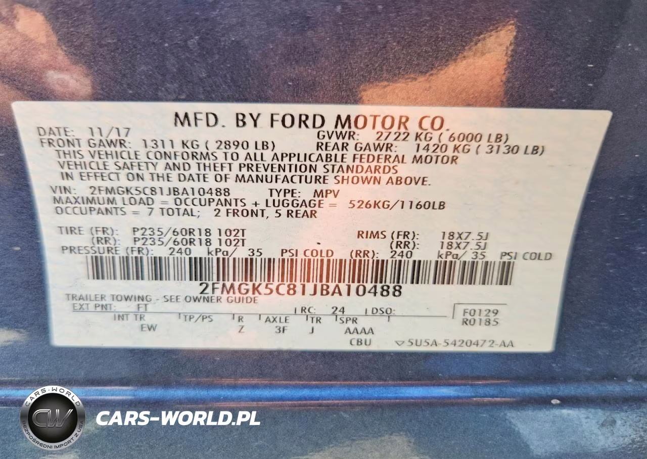 2018 Ford Flex Sel VIN:2FMGK5C81JBA10488 - 13