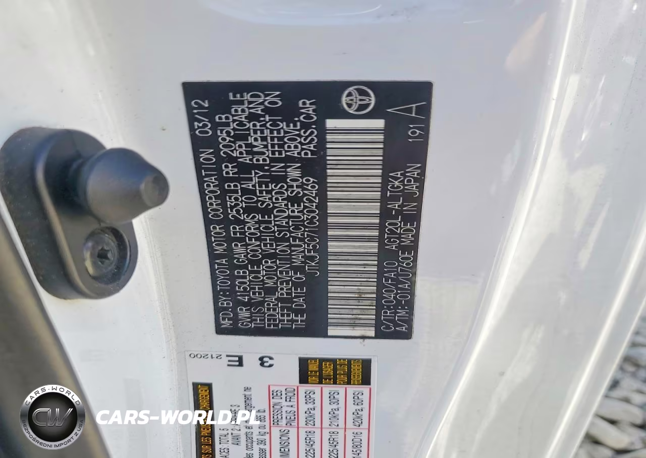 2012 Scion Tc Base VIN:JTKJF5C71C3042469 - 12