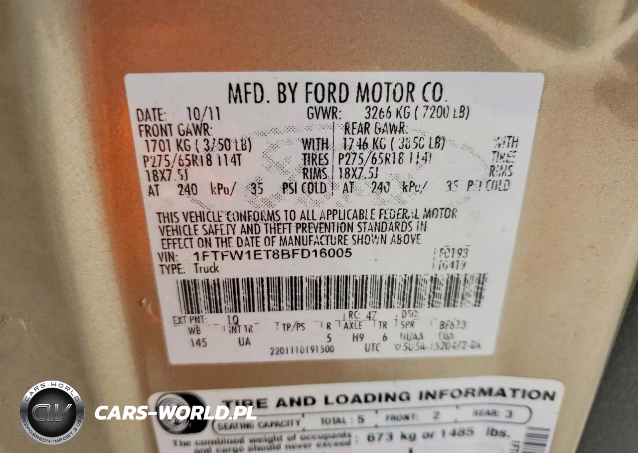 2011 Ford F150 Supercrew VIN:1FTFW1ET8BFD16005 - 12
