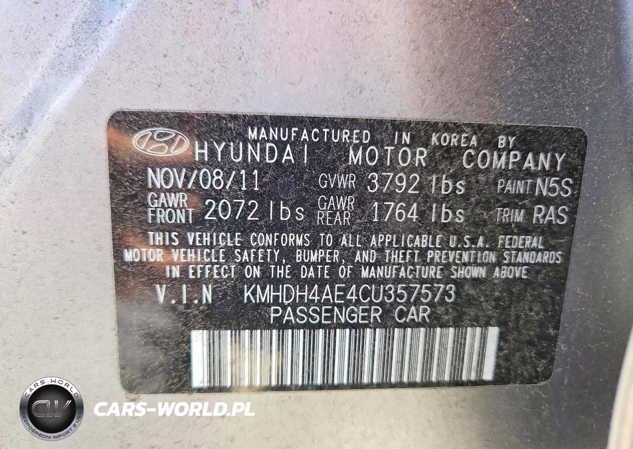 2012 Hyundai Elantra Gls VIN:KMHDH4AE4CU357573 - 12
