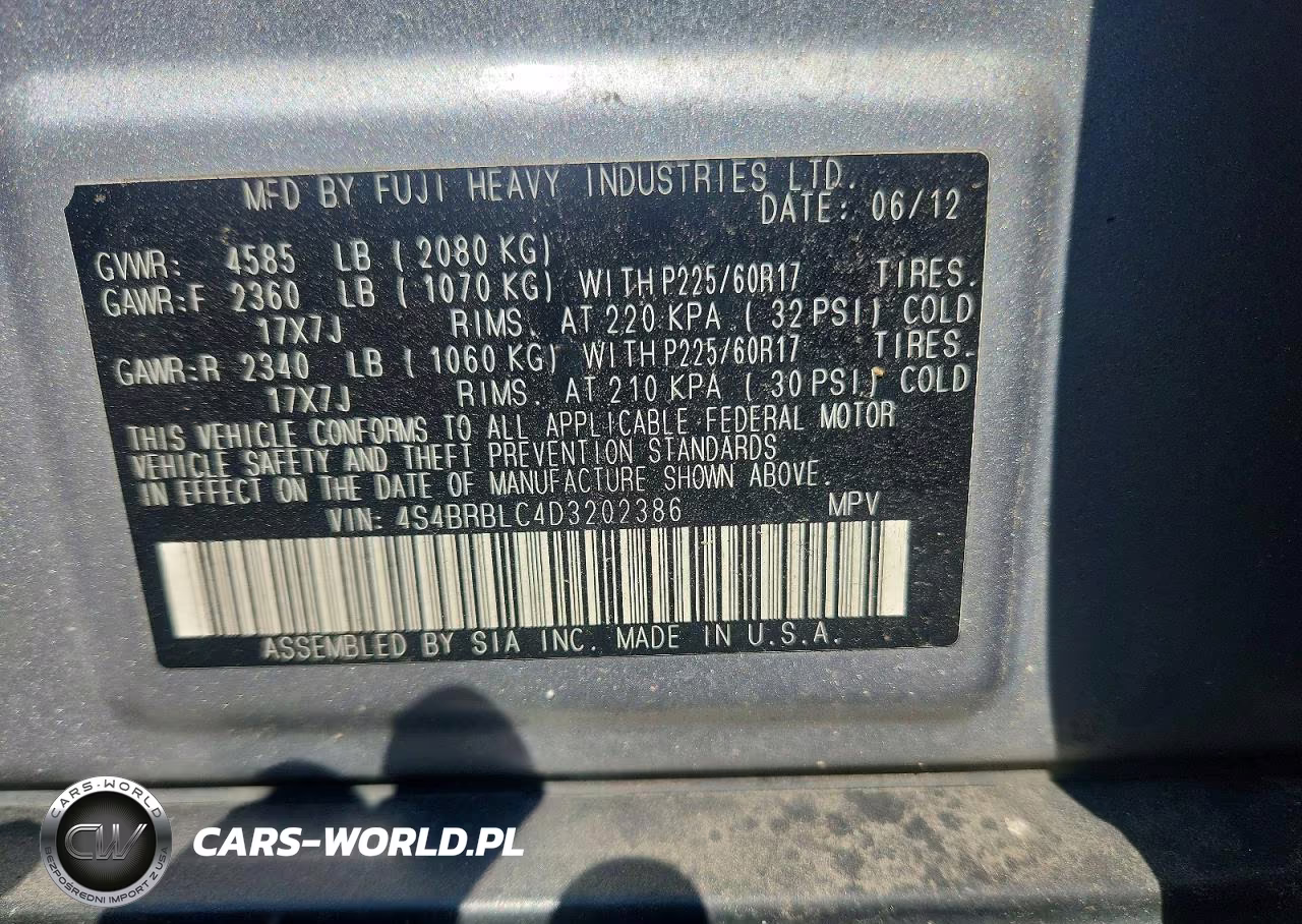 2013 Subaru Outback 2.5I Limited VIN:4S4BRBLC4D3202386 - 13