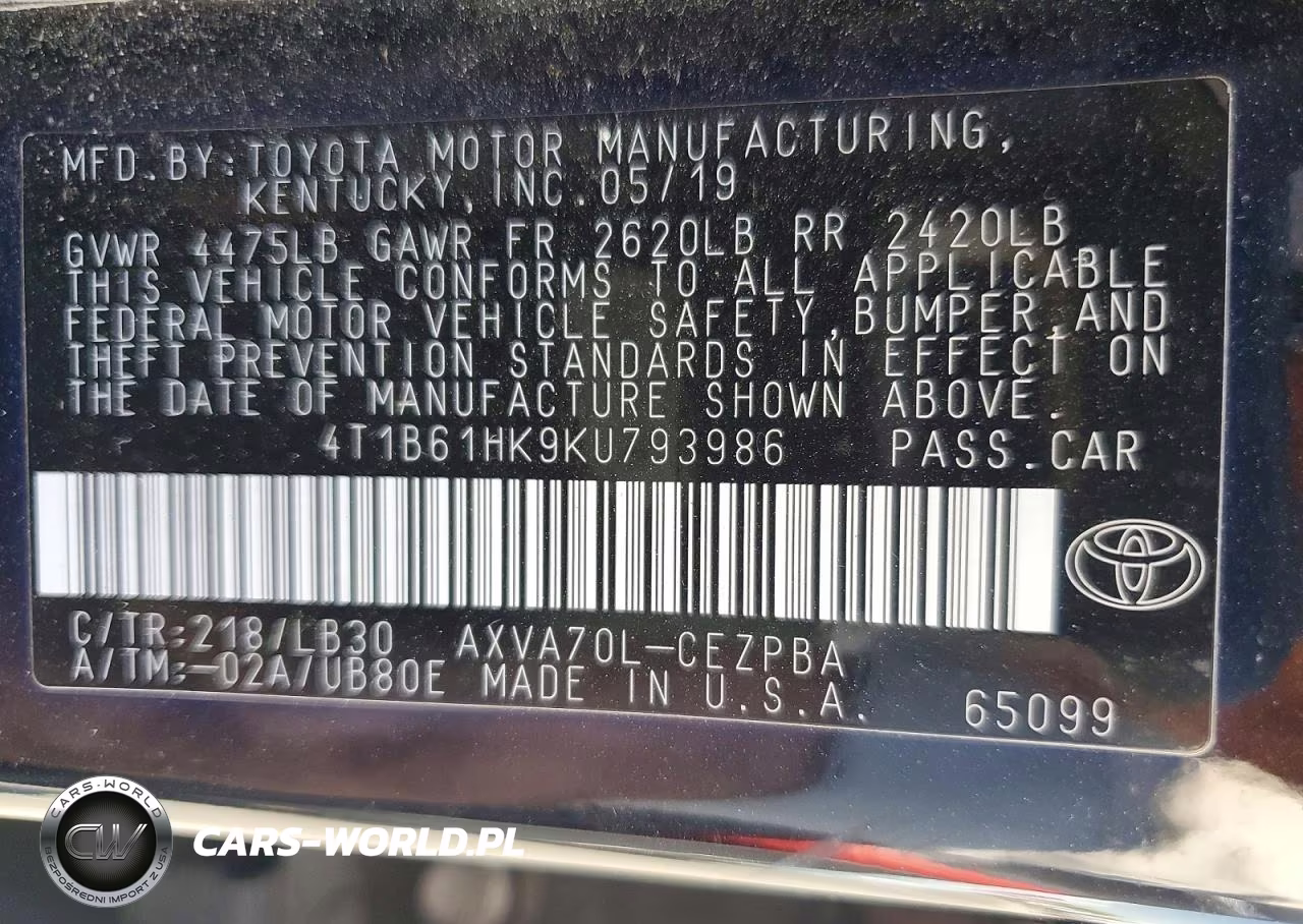 2019 Toyota Camry Xse VIN:4T1B61HK9KU793986 - 13