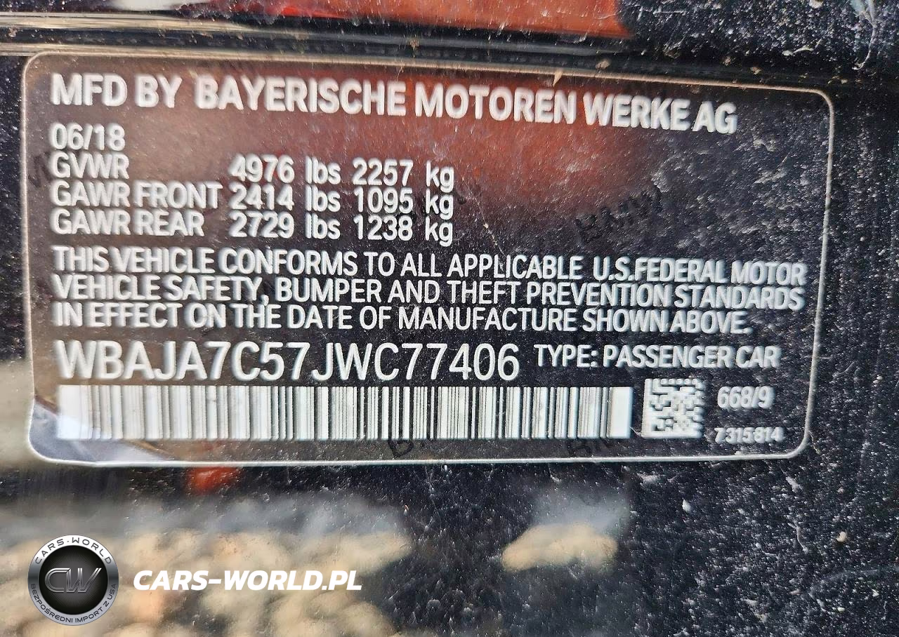 2018 BMW 530 Xi VIN:WBAJA7C57JWC77406 - 12