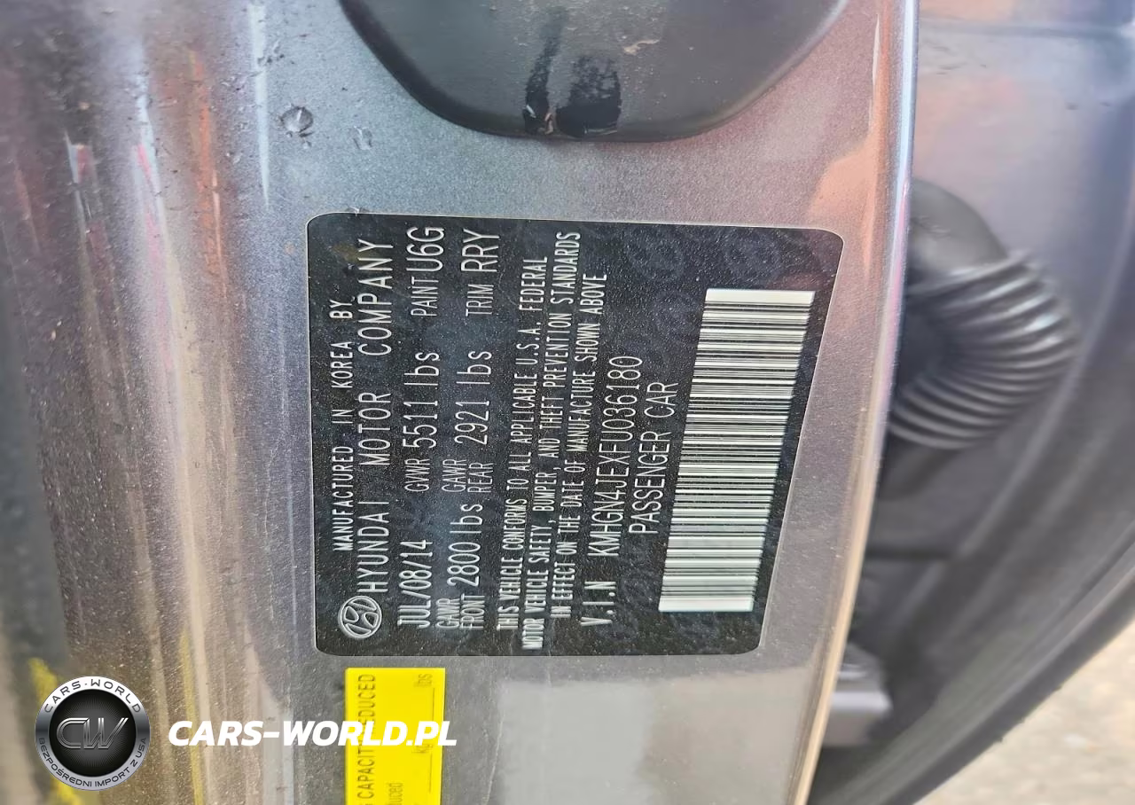 2015 Hyundai Genesis 3.8L VIN:KMHGN4JEXFU036180 - 12