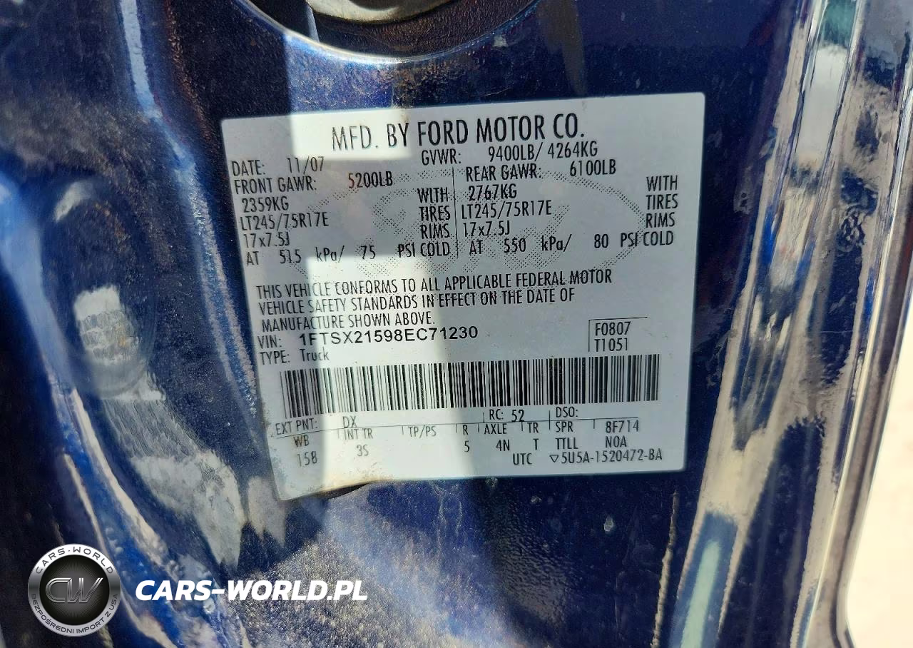 2008 Ford F250 Super Duty VIN:1FTSX21598EC71230 - 12