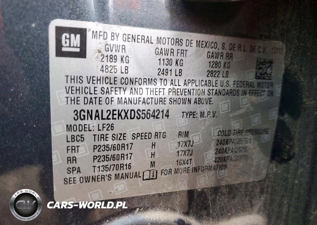2013 Chevrolet Captiva Ls VIN:3GNAL2EKXDS564214 - 12