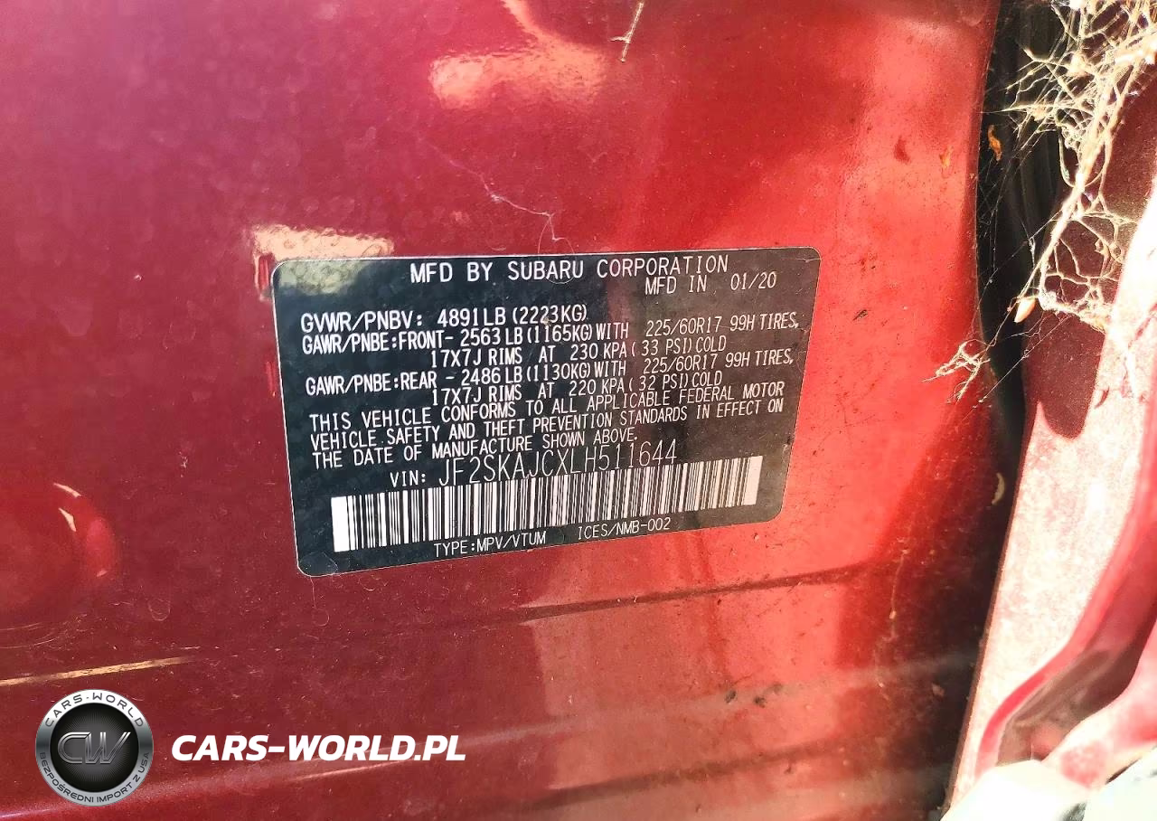 2020 Subaru Forester Premium VIN:JF2SKAJCXLH511644 - 12