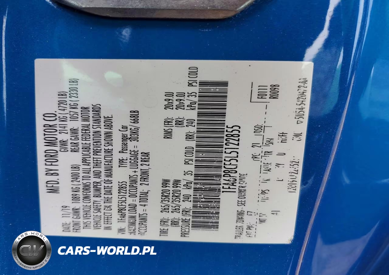 2020 Ford Mustang Gt VIN:1FA6P8CF5L5122855 - 12