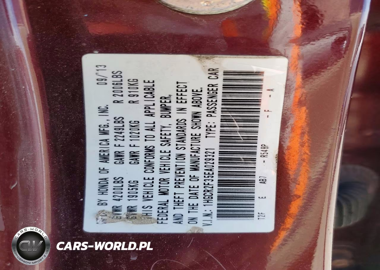 2014 Honda Accord Lx VIN:1HGCR2F35EA029321 - 12