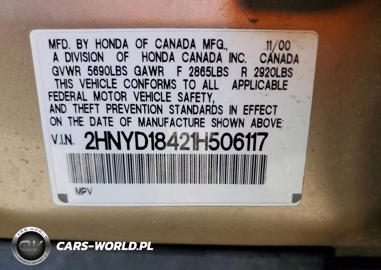 2001 Acura Mdx VIN:2HNYD18421H506117 - 13