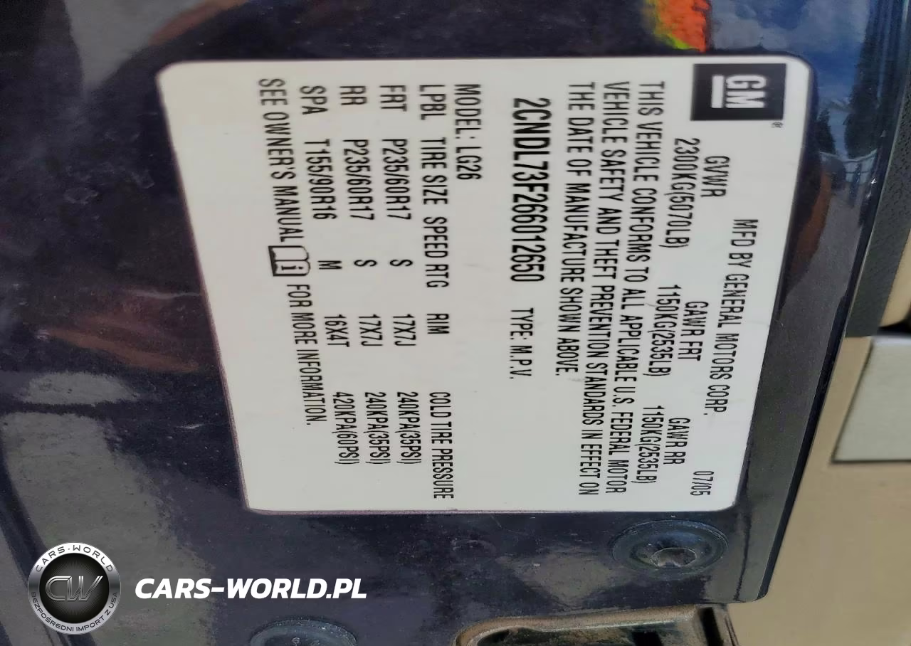 2006 Chevrolet Equinox Lt VIN:2CNDL73F266012650 - 13