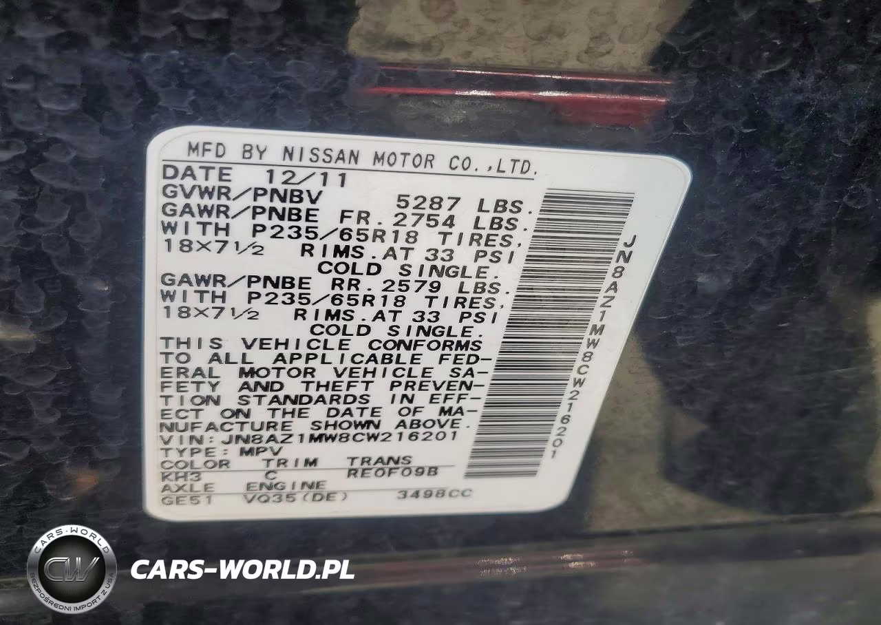 2012 Nissan Murano S VIN:JN8AZ1MW8CW216201 - 13