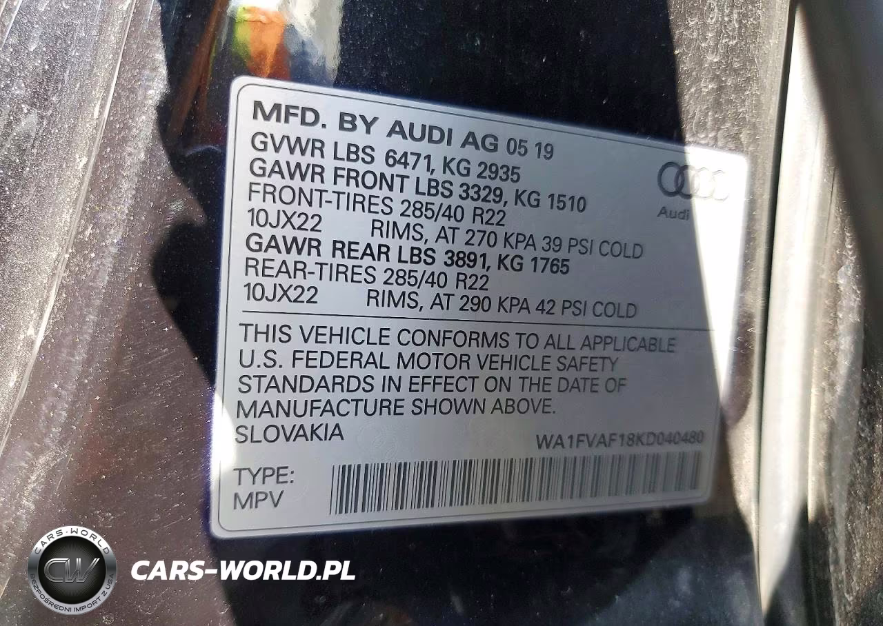 2019 Audi Q8 Prestige S-Line VIN:WA1FVAF18KD040480 - 13