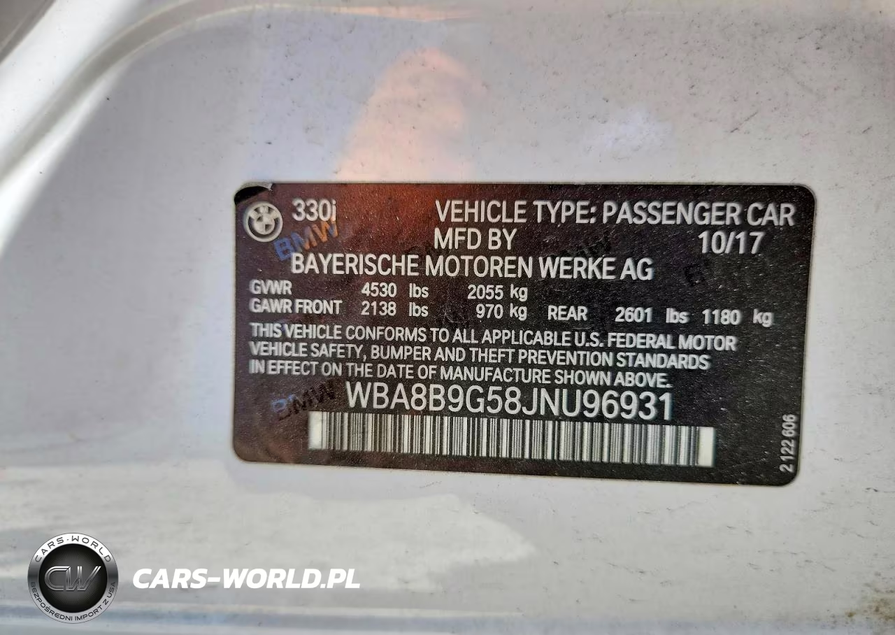 2018 BMW 330 I VIN:WBA8B9G58JNU96931 - 12