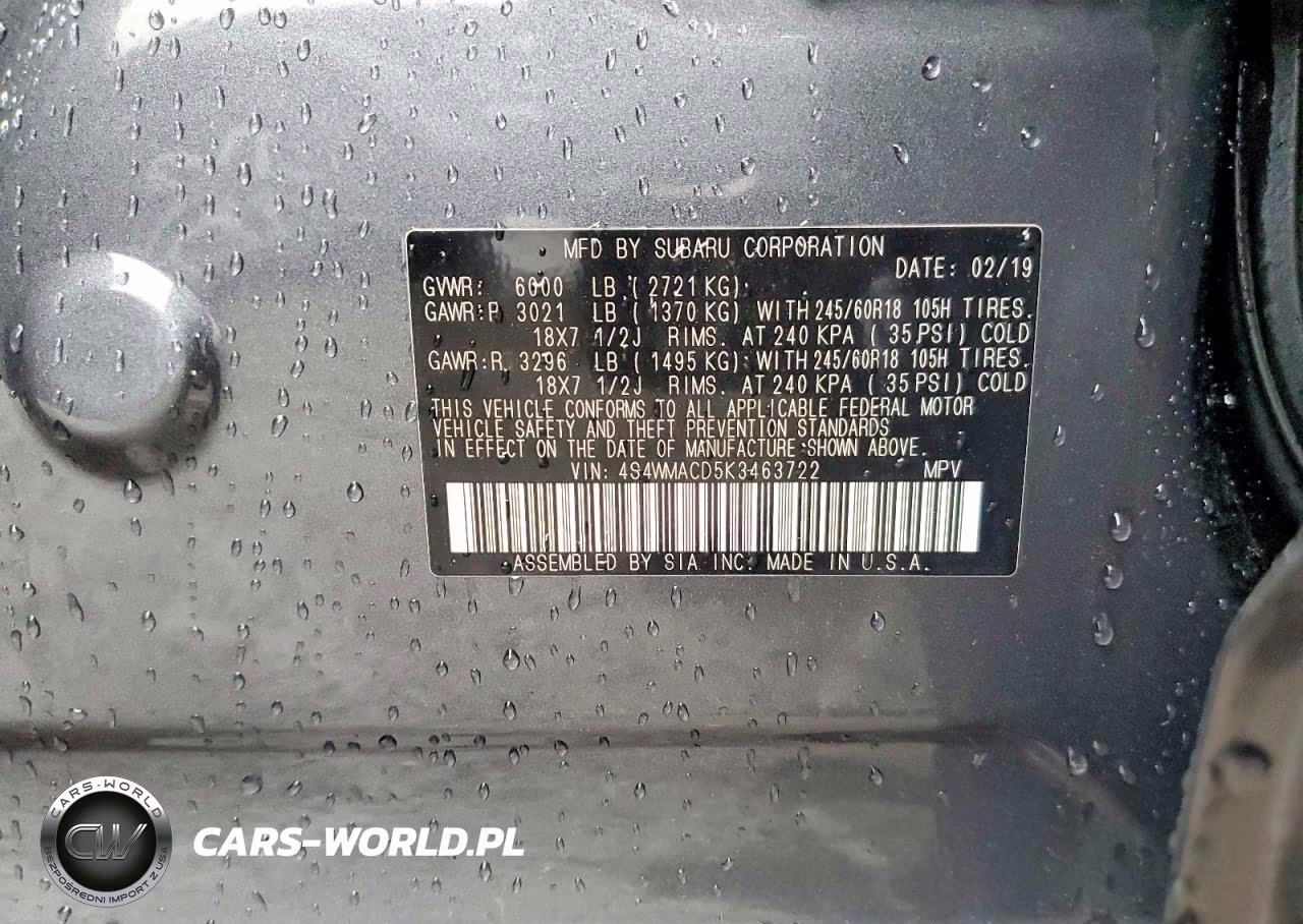 2019 Subaru Ascent Premium VIN:4S4WMACD5K3463722 - 13