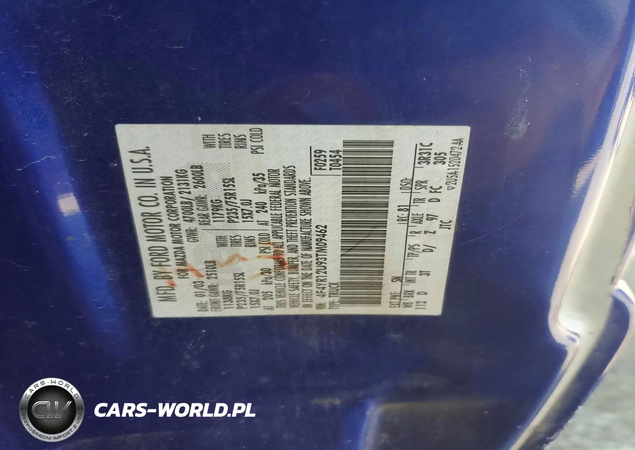 2003 Mazda B3000 VIN:4F4YR12U93TM09462 - 13
