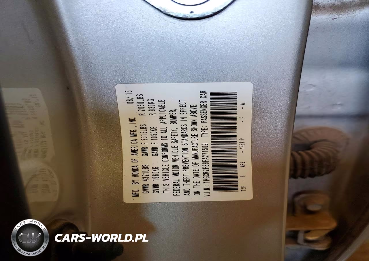 2015 Honda Accord Exl VIN:1HGCR2F89FA271509 - 12