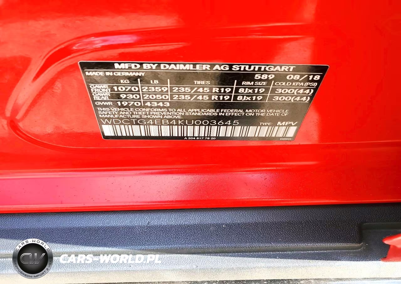 2019 Mercedes-Benz Gla 250 VIN:WDCTG4EB4KU003645 - 12